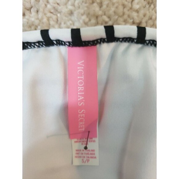 Victoria's Secret ~Size S/P~ White/Black Striped Removable Pads Bikini Swim Top. - Picture 2 of 10